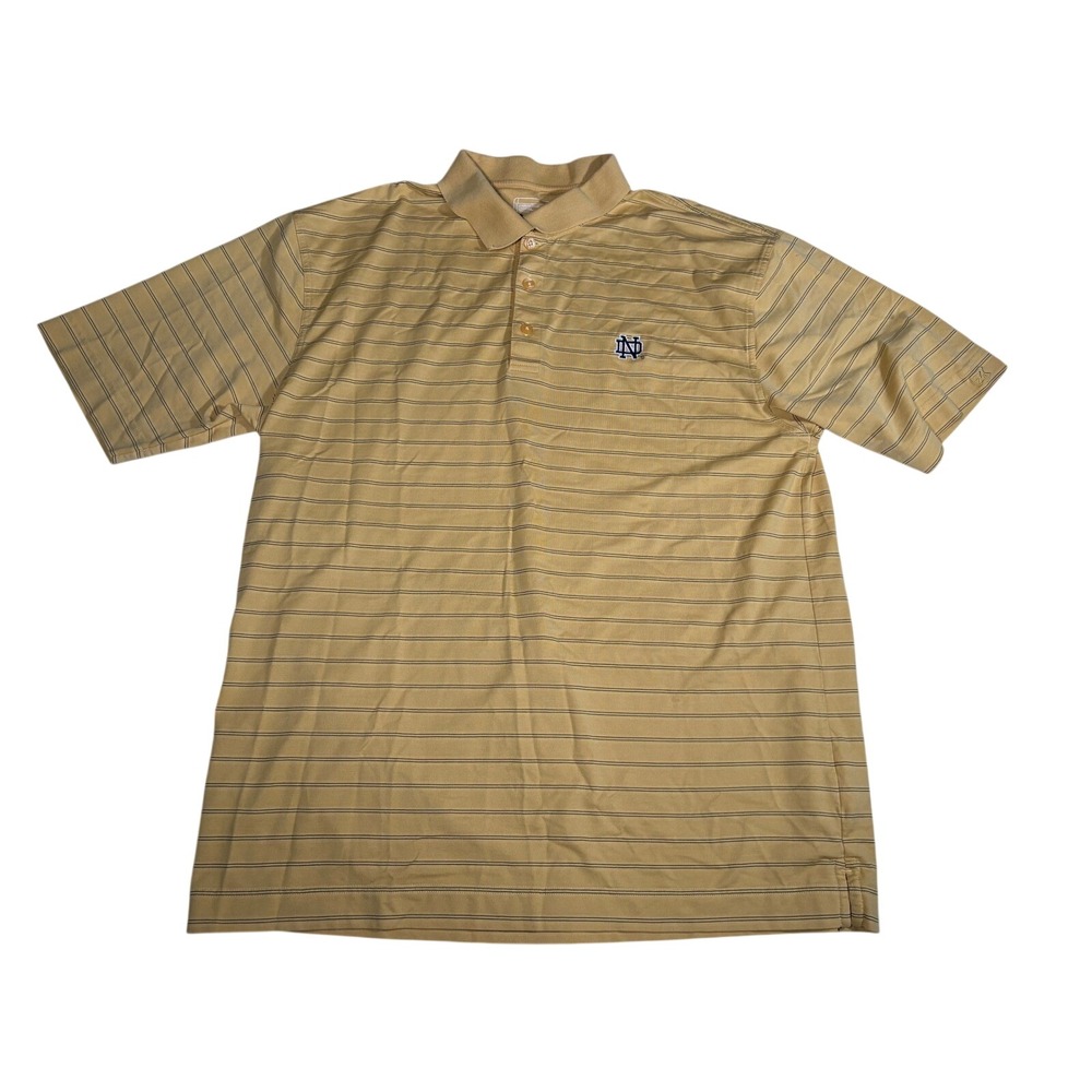 Cutter & Buck Notre Dame Fighting Irish Polo Men's XXL Gold Striped Pima Cotton